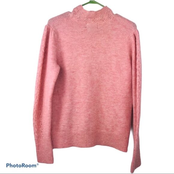 Cynthia Rowley  Coral Mock Neck long sleeve Wool Sweater Women size S - Picture 2 of 13